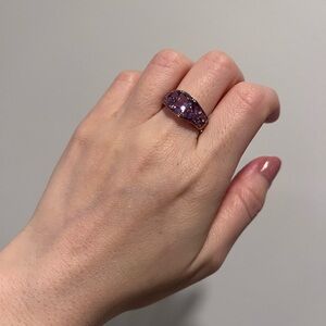 NWT 10K Gold Amethyst Gemstone Cocktail Ring